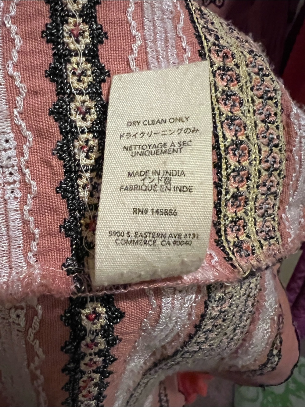 The Great. Dusty Rose Pink Embroidered V-Neck Midi Dress Boho M Empire Festival - Picture 10 of 10